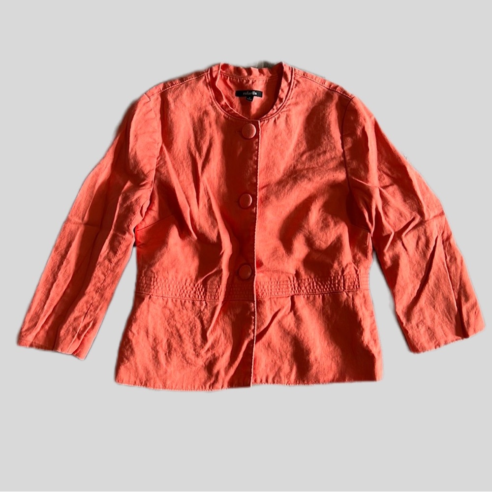 Rafaella Preppy Women’s Size 6 Coral Button Down Jacket Blazer Cardigan
